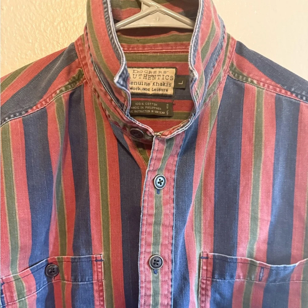 Vintage Dockers Striped Button-Up Shirt - Picture 2 of 6